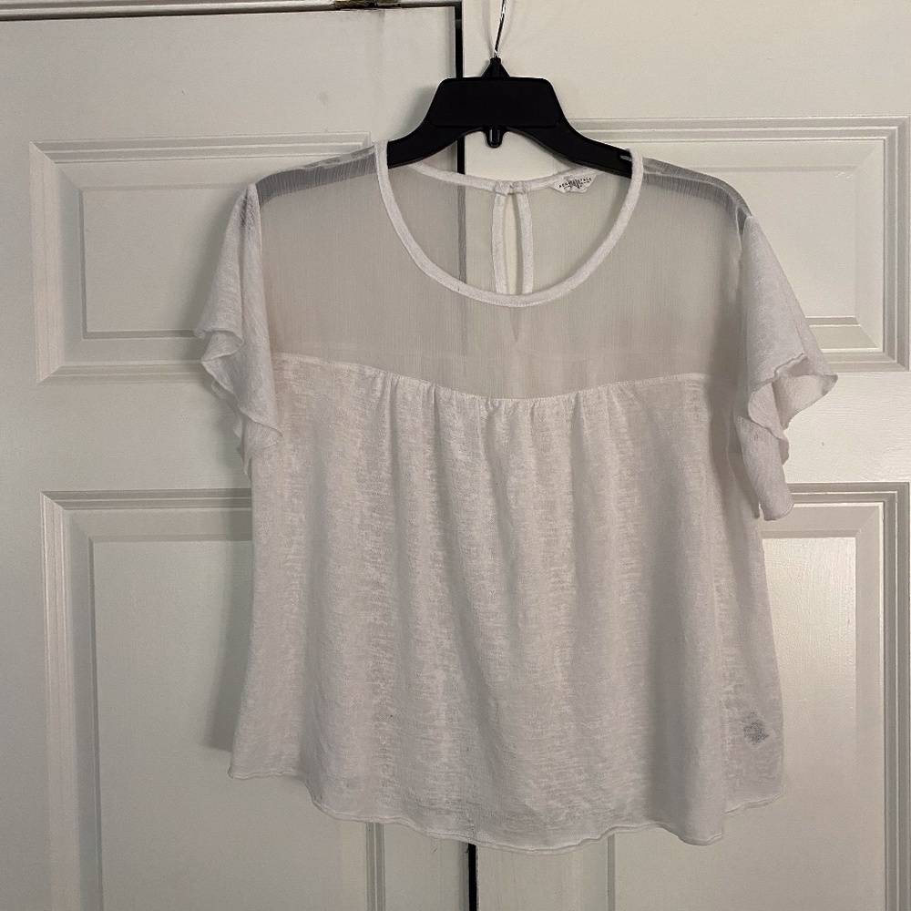 Aeropostale Sheer Flowy White Crop Top